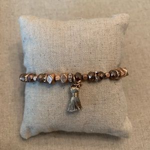 Love Rose Gold Beaded Stretch Bracelet